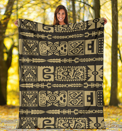 Mayan Pattern Print Design 03 Premium Blanket