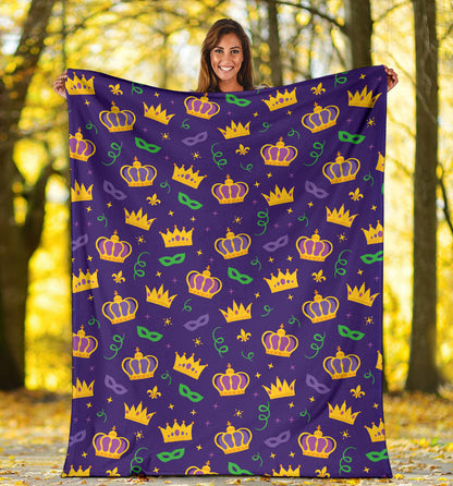 Mardi Gras Pattern Print Design 03 Premium Blanket
