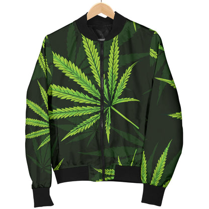 Pot Leaf Pattern Print Design A03 Men Bomber Jacket