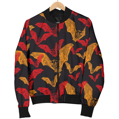 Bat Pattern Print Design 01 Men Bomber Jacket