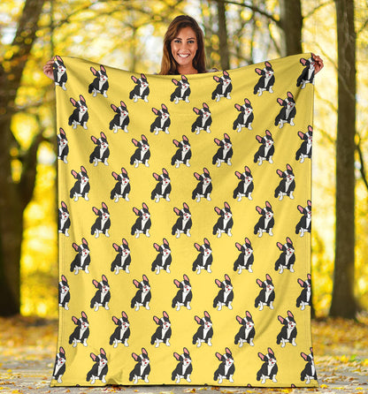 Boston Terrier Pattern Print Design 06 Premium Blanket
