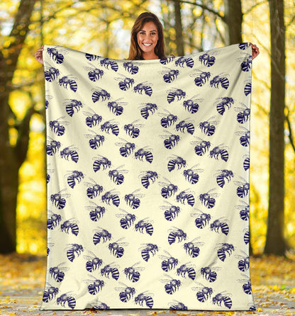 Bee Pattern Print Design 02 Premium Blanket
