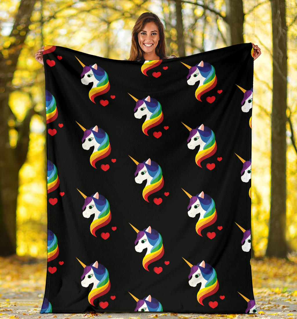Rainbow Unicorn Pattern Print Design A03 Premium Blanket