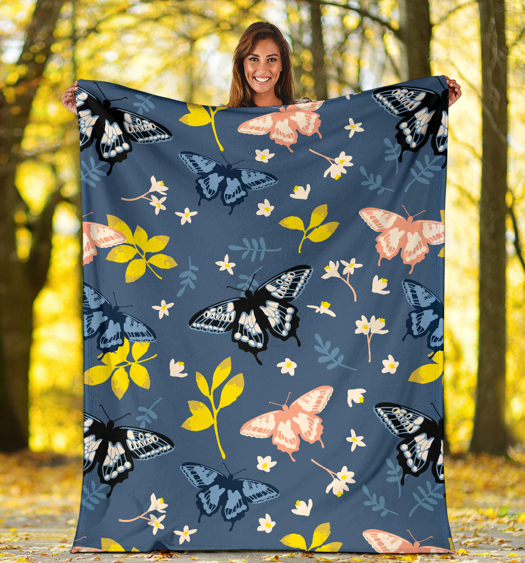 Monarch Butterfly Pattern Print Design 02 Premium Blanket
