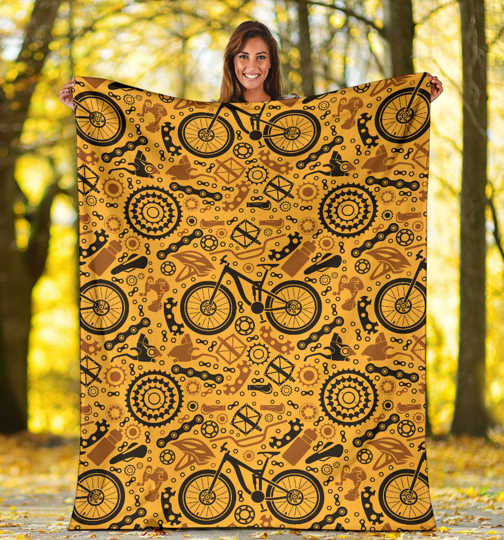 Mountain bike Pattern Print Design 03 Premium Blanket