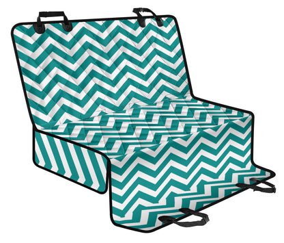 Chevron Teal Pattern Print Design 02 Rear Dog Car Seat Cover Hammock