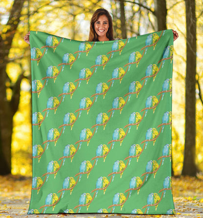 Budgerigar Pattern Print Design 01 Premium Blanket