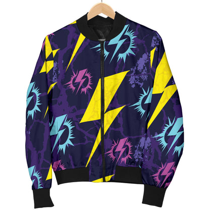 Lightning Thunder Pattern Print Design 01 Men Bomber Jacket