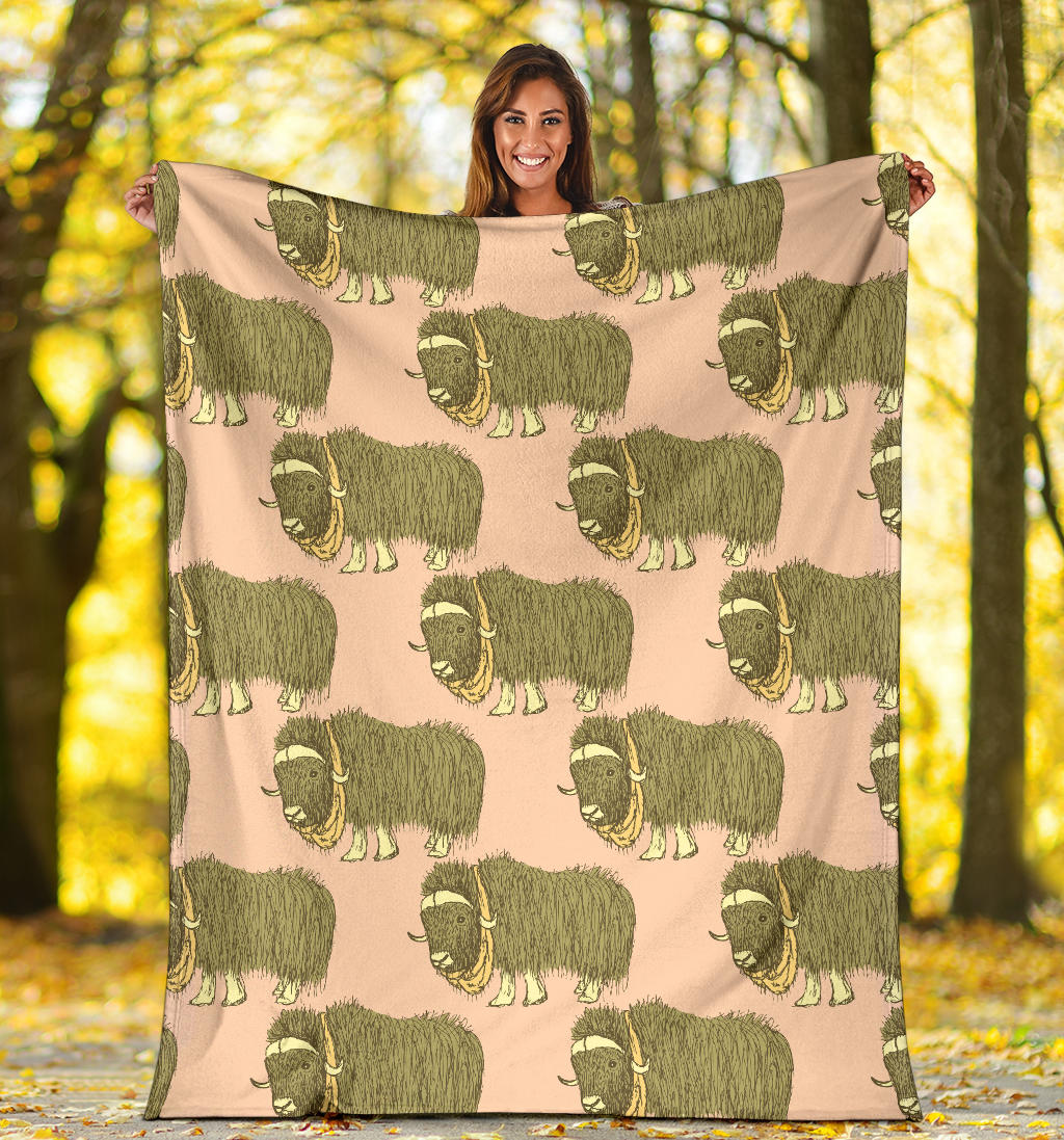 Yak Pattern Print Design 01 Premium Blanket