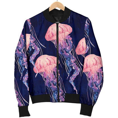 Jellyfish Pattern Print Design 03 Men Bomber Jacket