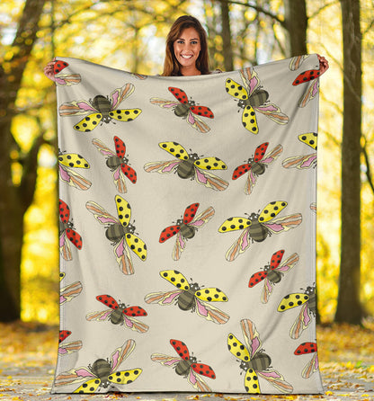 Ladybug Pattern Print Design 04 Premium Blanket
