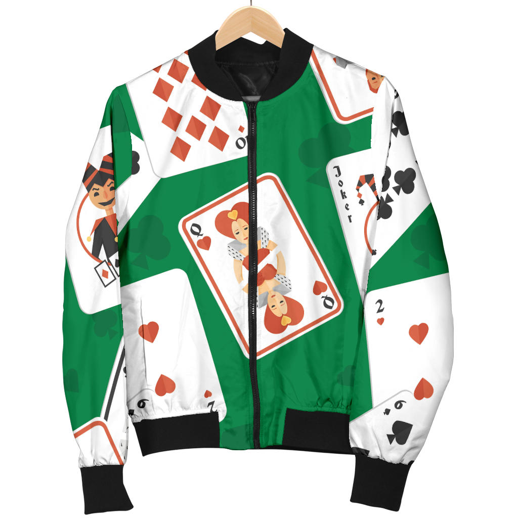 Poker Cards Pattern Print Design A03 Men Bomber Jacket