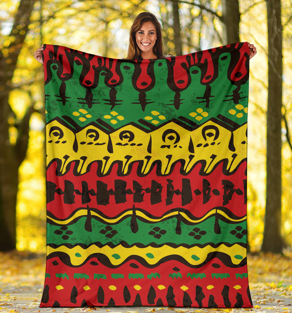 Rasta Pattern Print Design A01 Premium Blanket