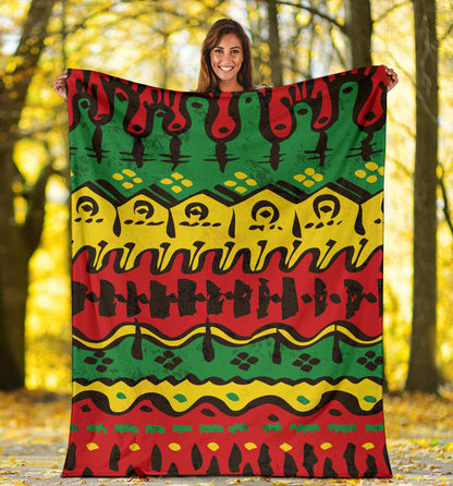 Rasta Pattern Print Design A01 Premium Blanket