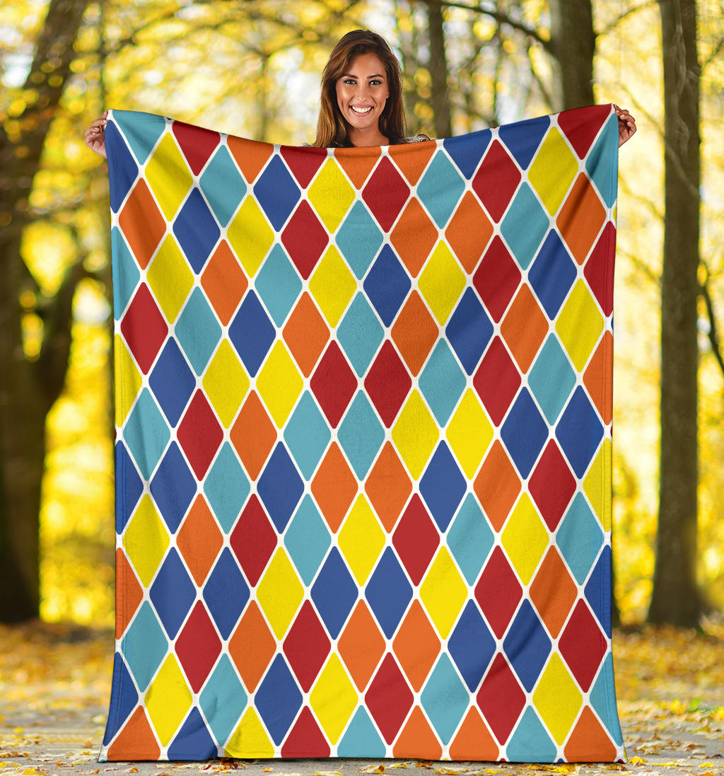 Harlequin Pattern Print Design 01 Premium Blanket