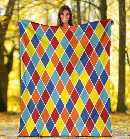 Harlequin Pattern Print Design 01 Premium Blanket