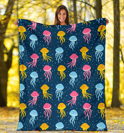 Jellyfish Pattern Print Design 04 Premium Blanket