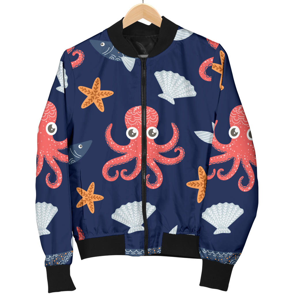 Octopus Pattern Print Design A04 Men Bomber Jacket