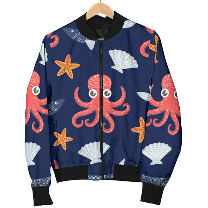Octopus Pattern Print Design A04 Men Bomber Jacket