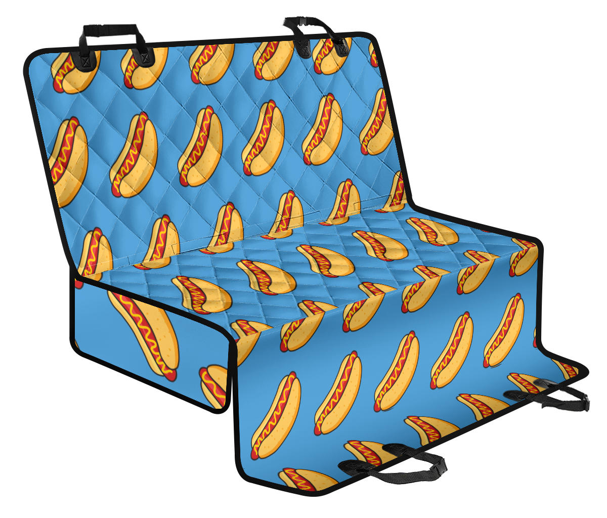 Hot Dog Pattern Print Design 02 Rear Dog Car Seat Cover Hammock