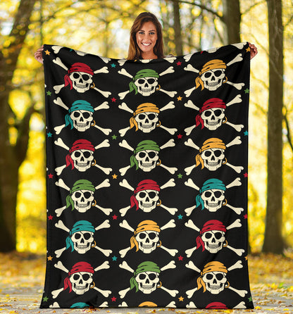 Pirate Pattern Print Design A01 Premium Blanket