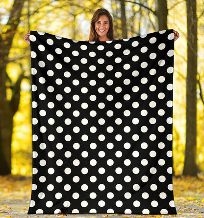 Polka Dot Black White Pattern Print Design 03 Premium Blanket