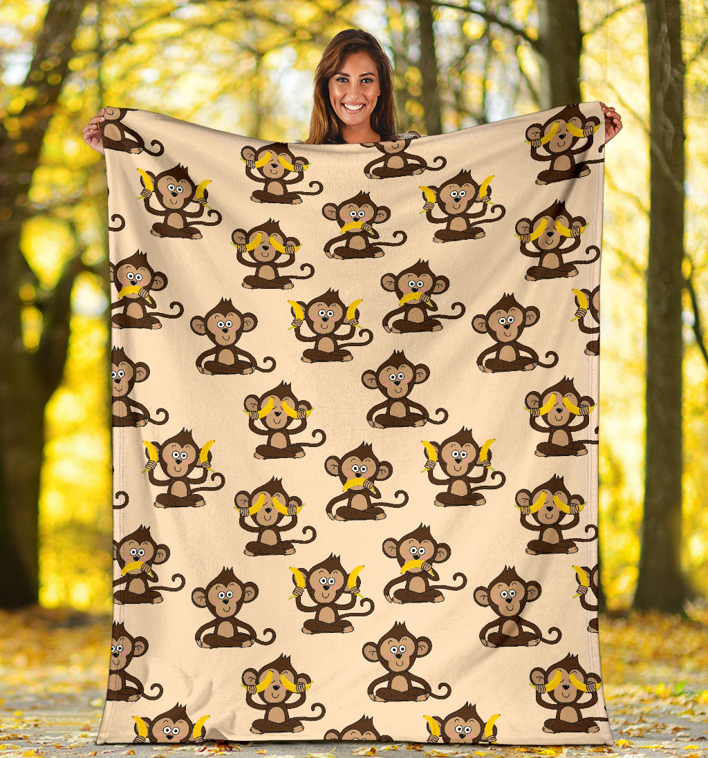 Monkey Pattern Print Design 03 Premium Blanket