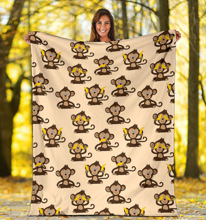 Monkey Pattern Print Design 03 Premium Blanket