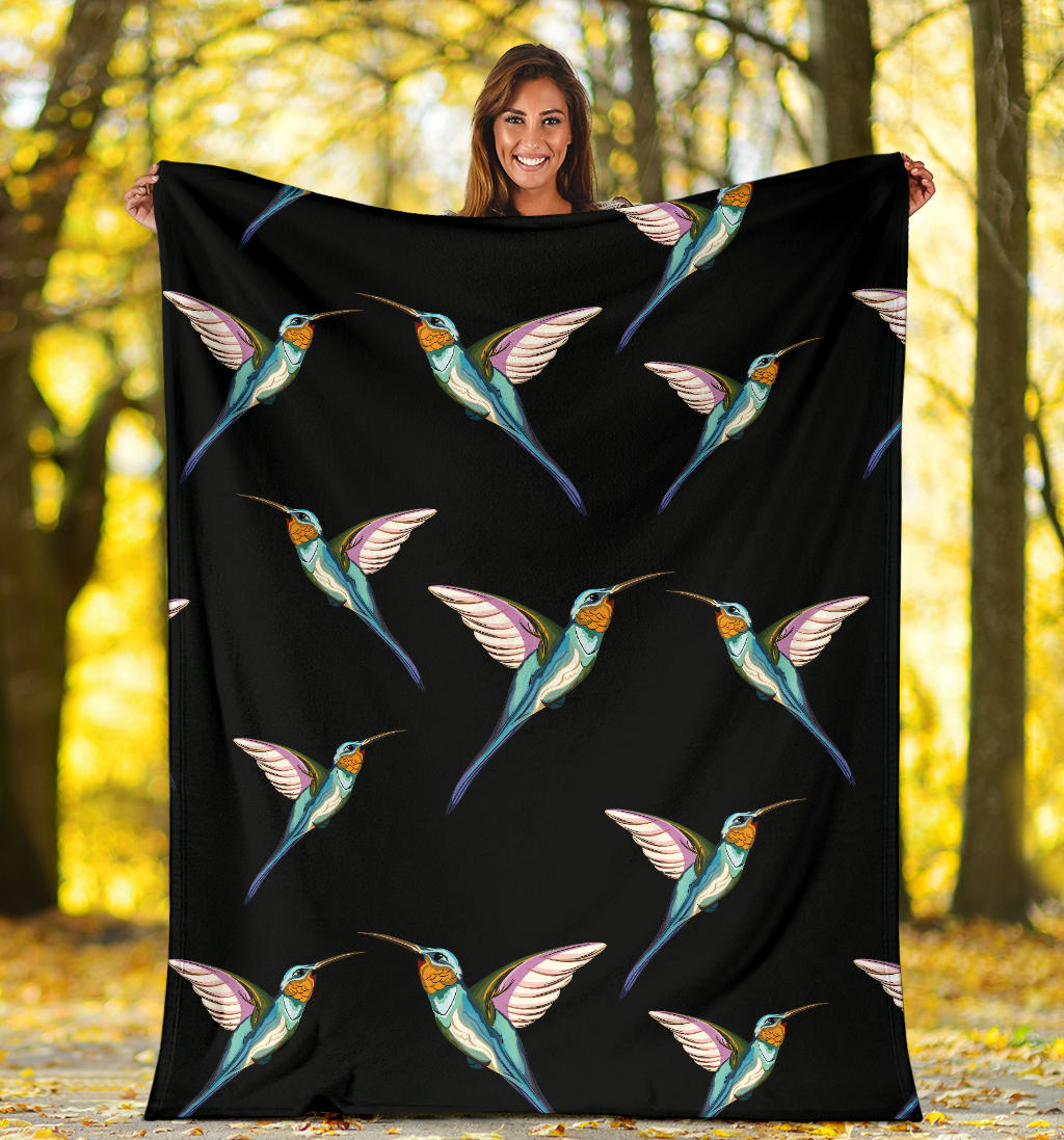 Hummingbird Pattern Print Design 06 Premium Blanket