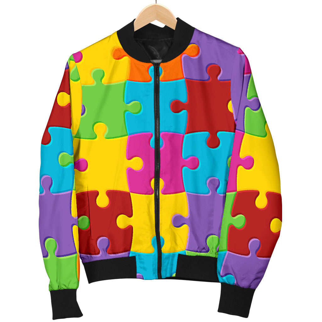 Autism Awareness Pattern Print Design 02 Men Bomber Jacket