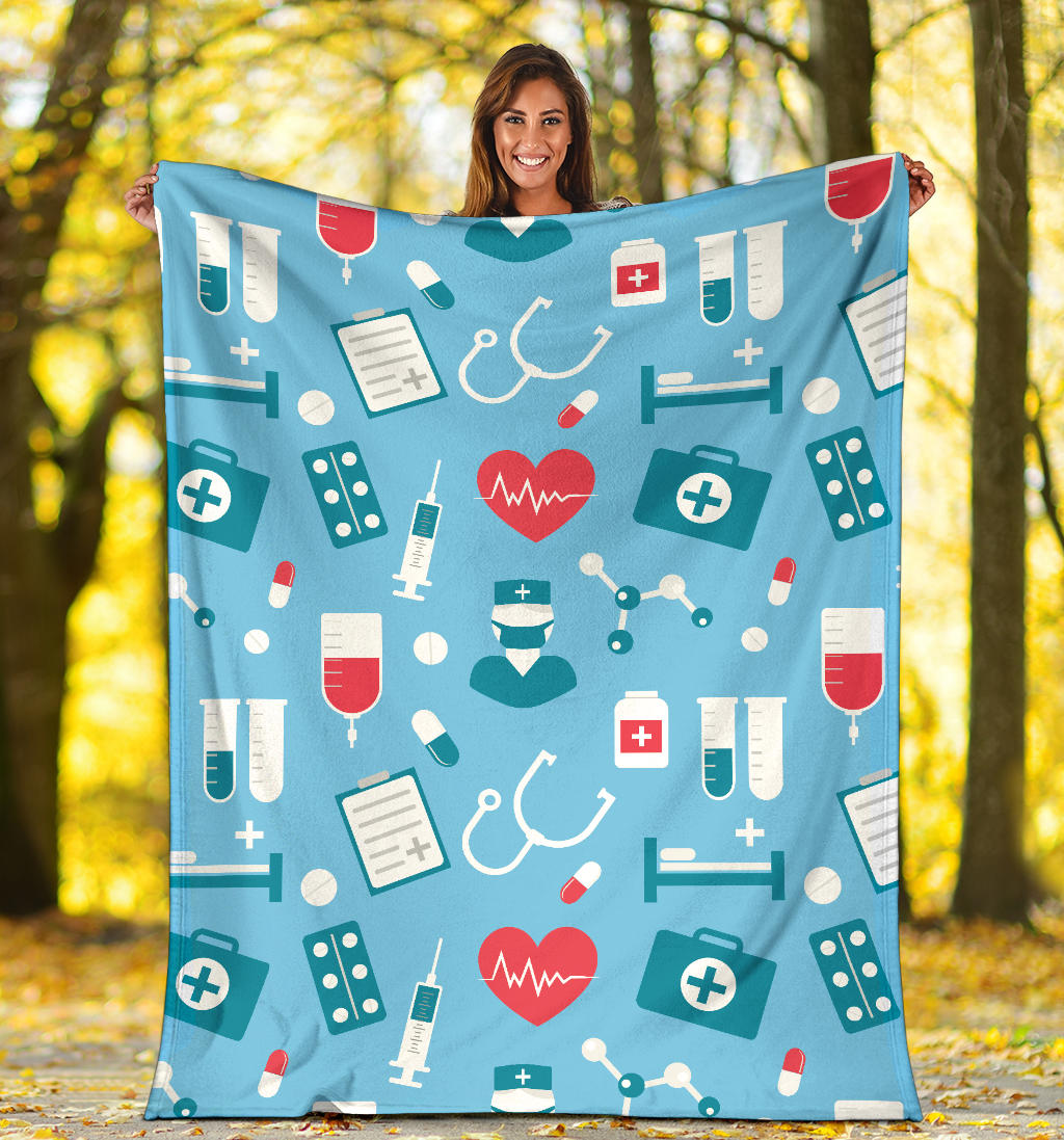 Nurse Pattern Print Design A03 Premium Blanket