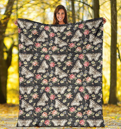 Butterfly Flower Pattern Print Design 07 Premium Blanket