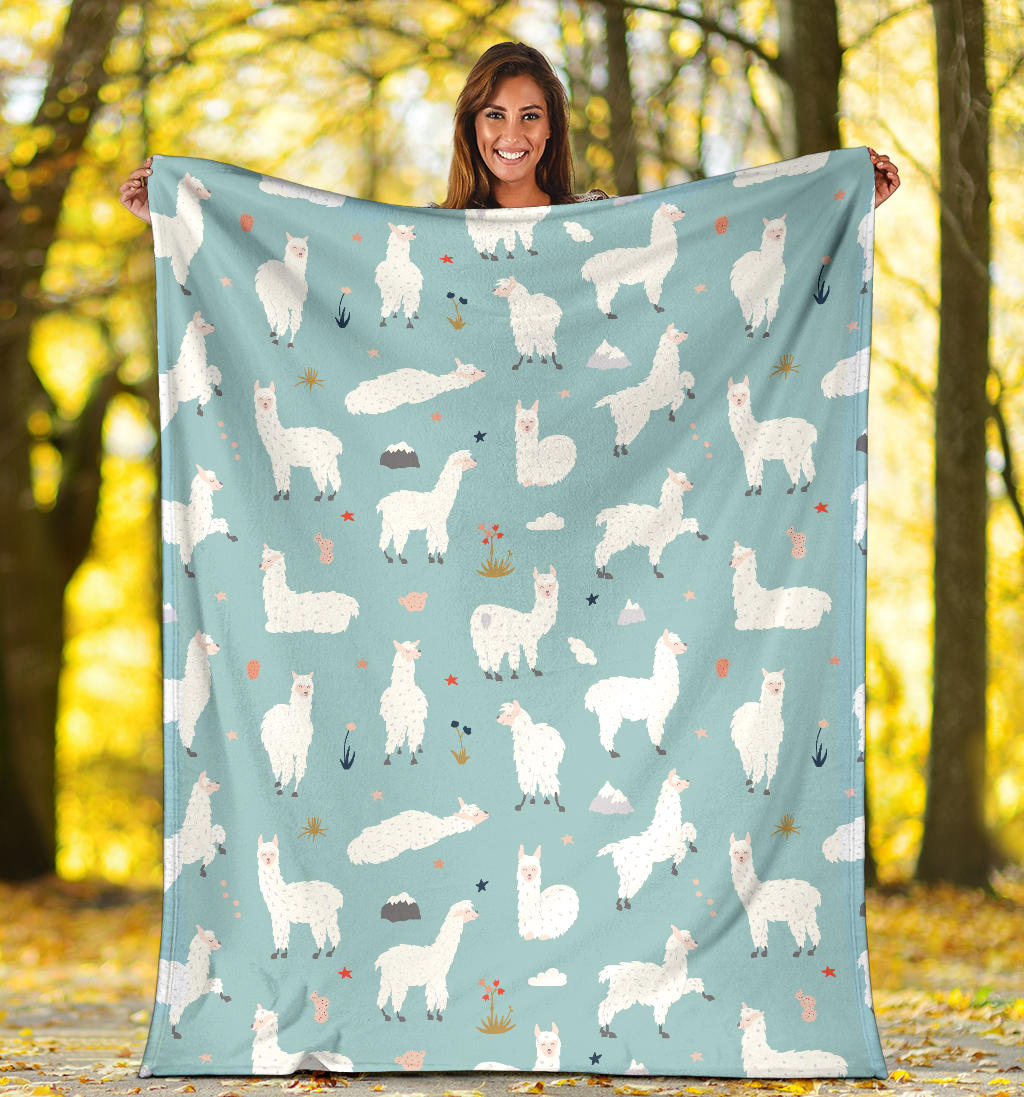 Alpaca Pattern Print Design 02 Premium Blanket