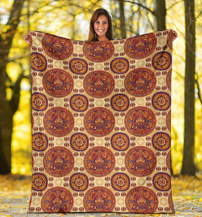Calendar Aztec Pattern Print Design 01 Premium Blanket