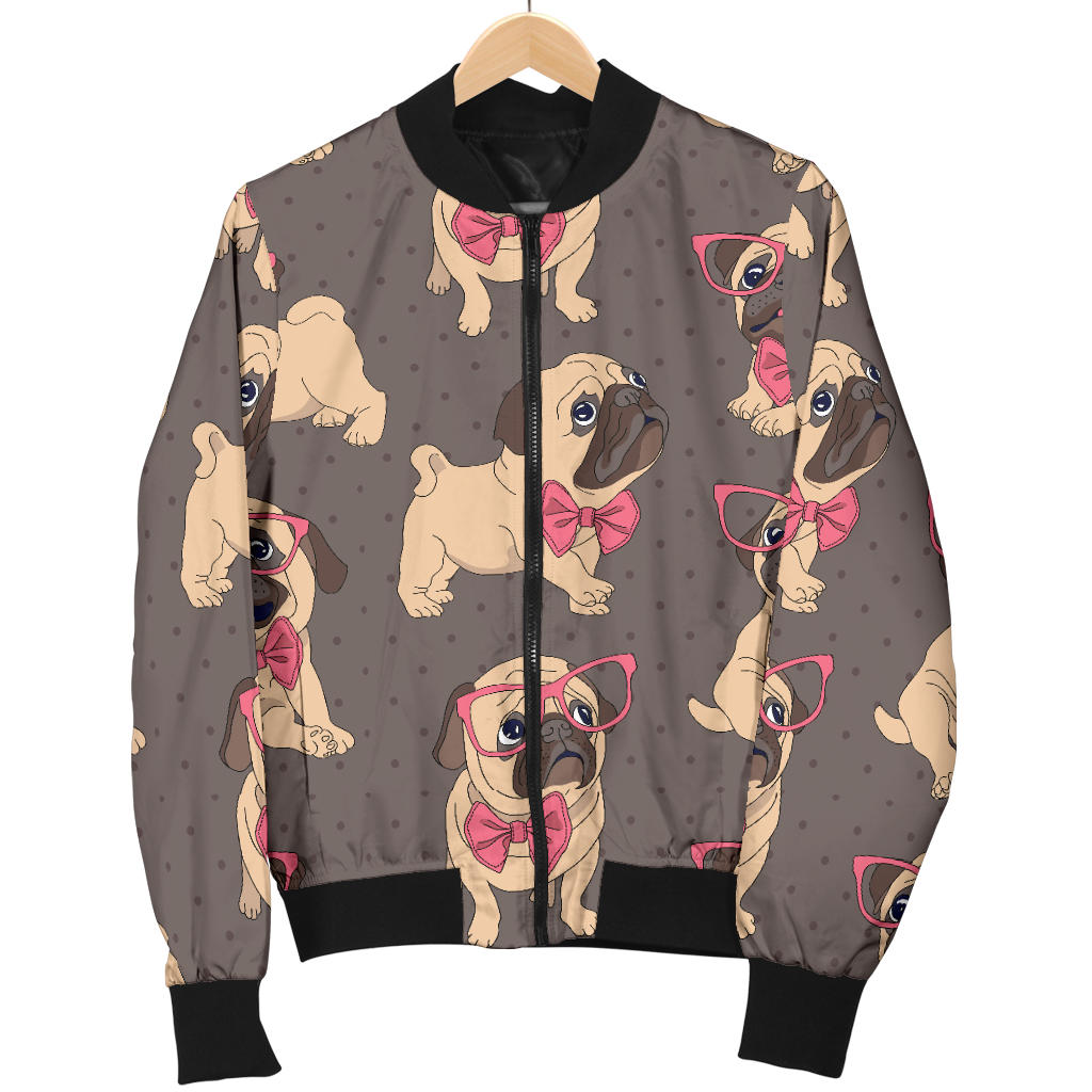 Pug Pattern Print Design A05 Men Bomber Jacket