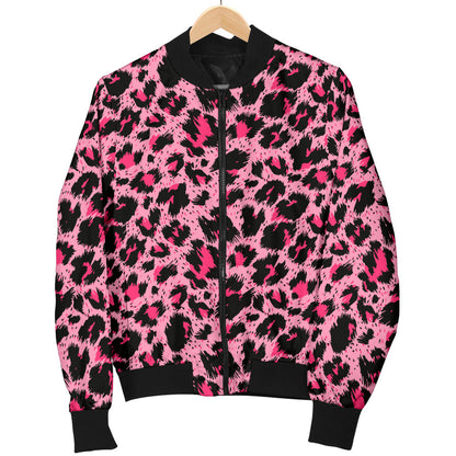 Cheetah Pink Pattern Print Design 01 Men Bomber Jacket
