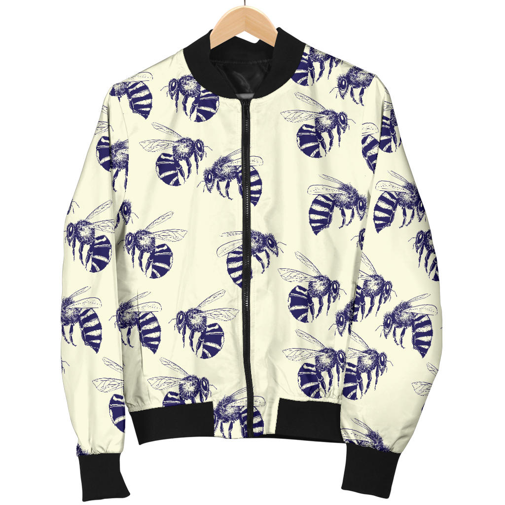Bee Pattern Print Design 02 Men Bomber Jacket