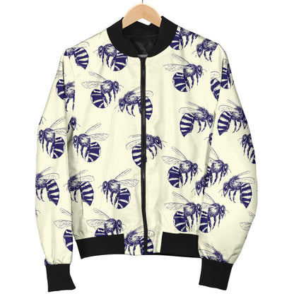 Bee Pattern Print Design 02 Men Bomber Jacket