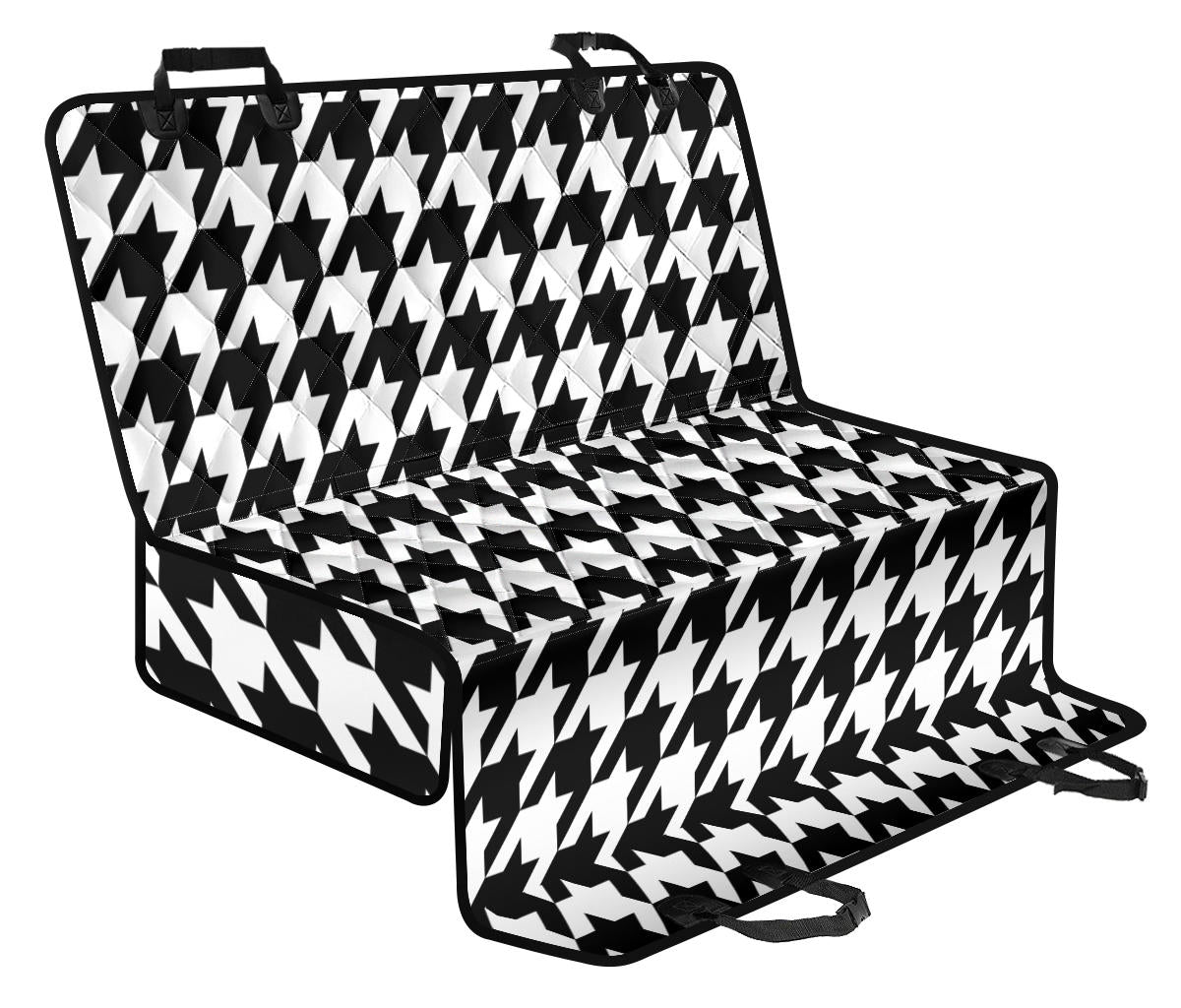 Houndstooth Black White Pattern Print Design 05 Rear Dog Car Seat Cover Hammock