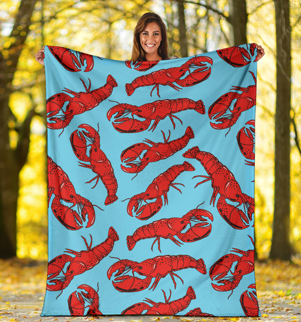 Lobster Red Pattern Print Design 03 Premium Blanket