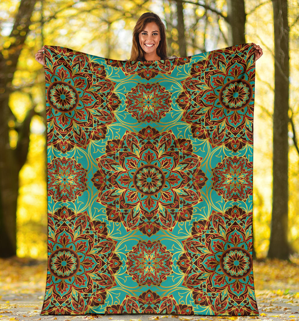 Medallion Pattern Print Design 02 Premium Blanket