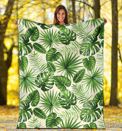 Palm Leaf Pattern Print Design A01 Premium Blanket