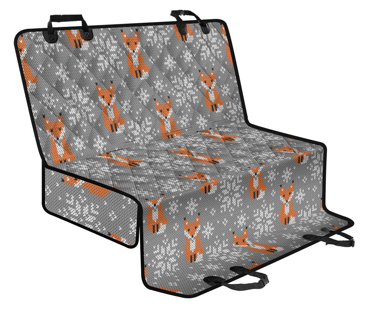 Knit Red Fox Pattern Print Design 02 Rear Dog Car Seat Cover Hammock