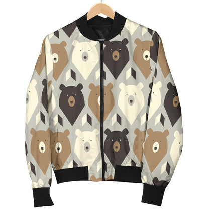 Bear Pattern Print Design 04 Men Bomber Jacket