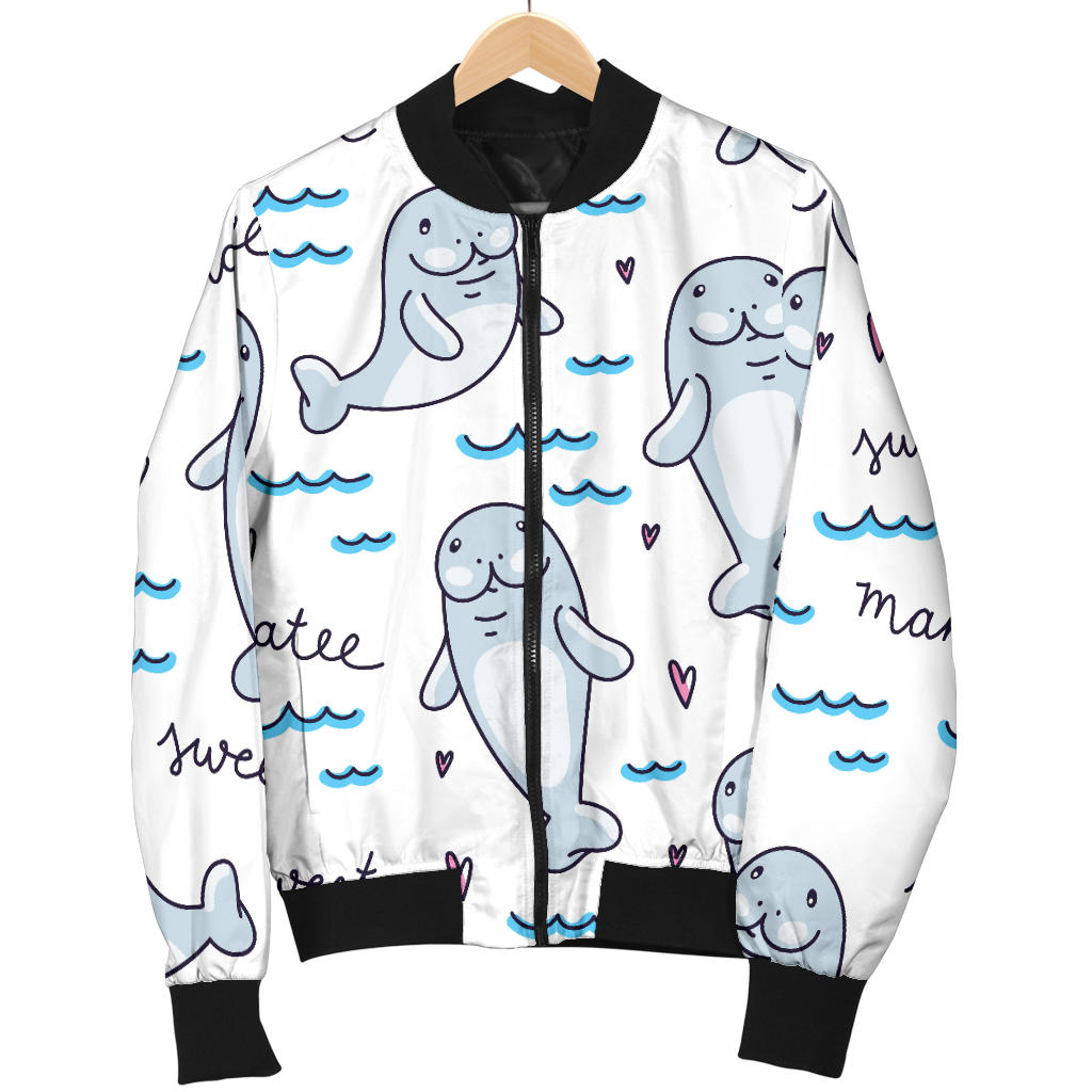 Manatee Baby Pattern Print Design 03 Men Bomber Jacket