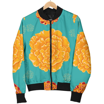 Marigold Pattern Print Design 02 Men Bomber Jacket