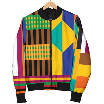Kente Pattern Print Design 03 Men Bomber Jacket