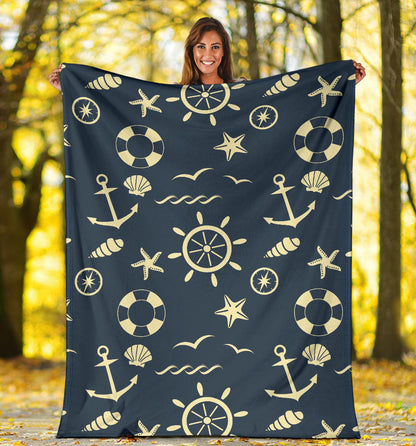 Nautical Pattern Print Design A01 Premium Blanket
