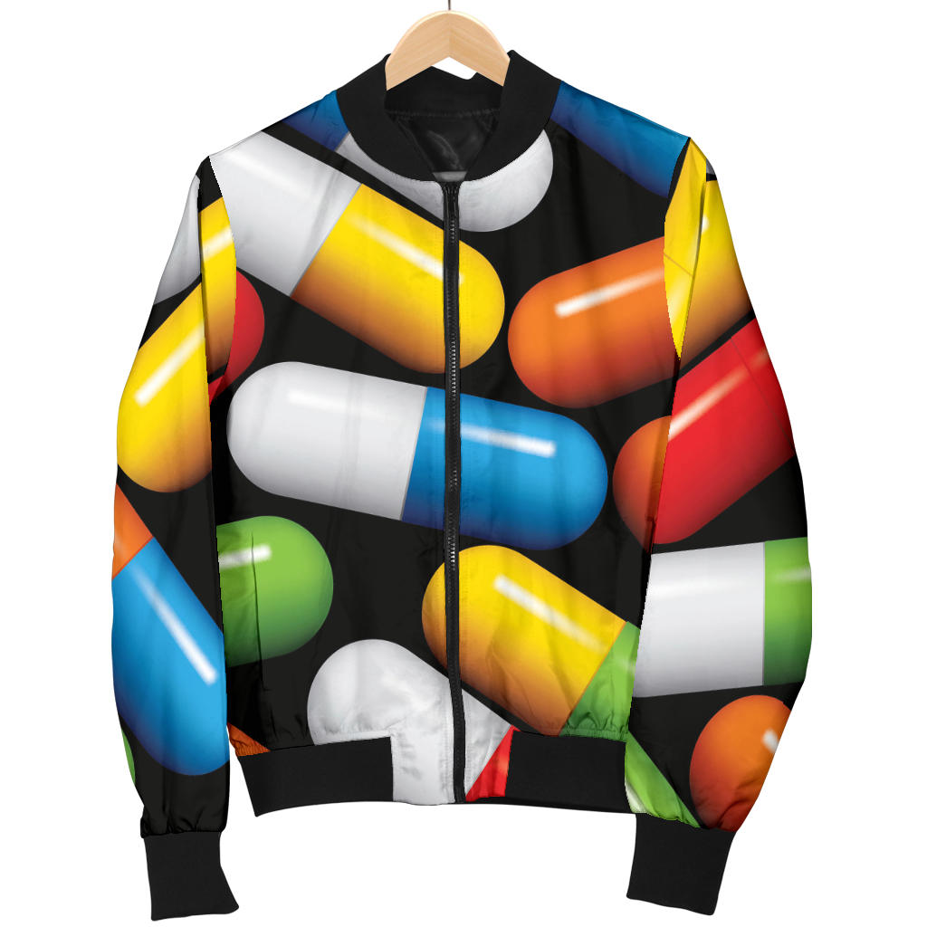 Pill Pattern Print Design A02 Men Bomber Jacket