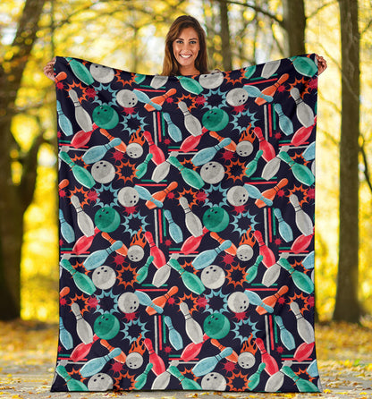Bowling Pattern Print Design 08 Premium Blanket